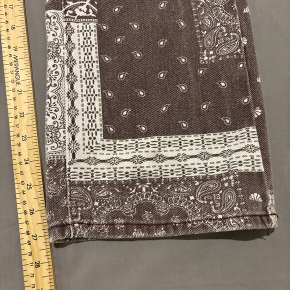 Shein Pants Womens Small 27x27 Brown Geometric Patchwork Straight Leg Y2K Style - Picture 2 of 7